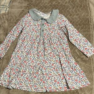 Charming Floral Kids Dress with Striped Collar